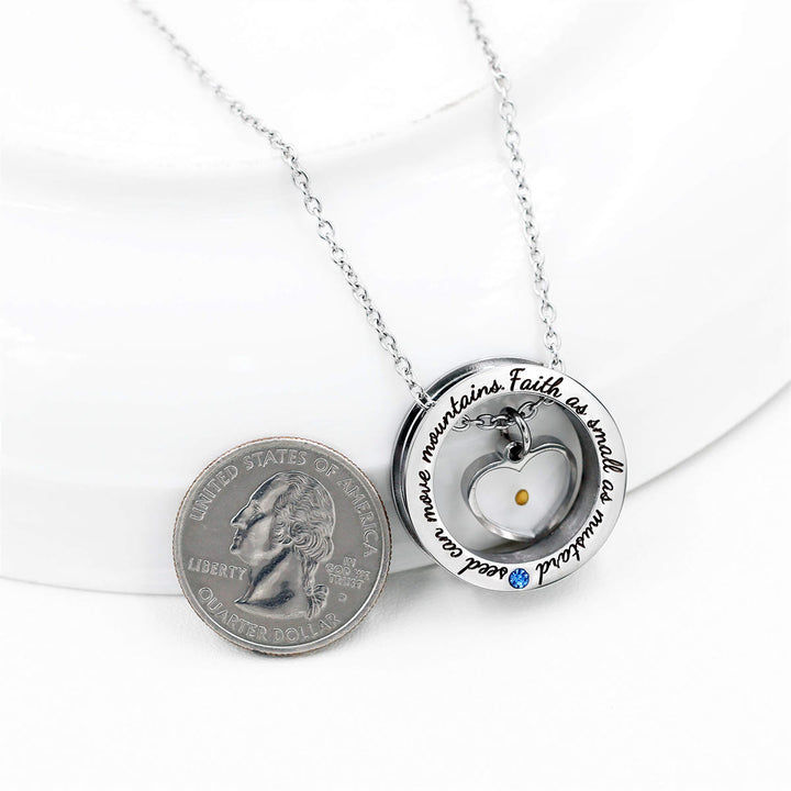Christianartworkshop Mustard Seed Heart Circle Scripture Necklace: Faith As Small As Mustard Seed Faith Pendant Jewelry - image 3