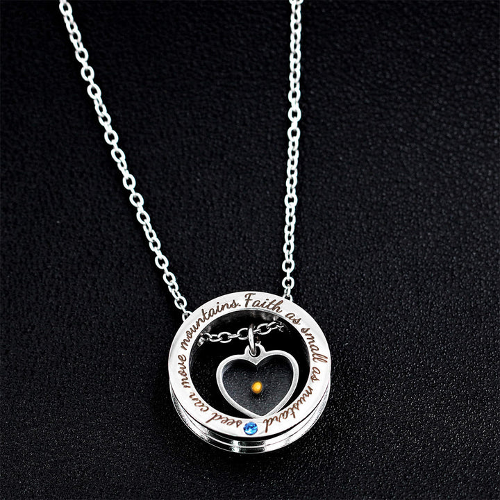 Christianartworkshop Mustard Seed Heart Circle Scripture Necklace: Faith As Small As Mustard Seed Faith Pendant Jewelry - image 2