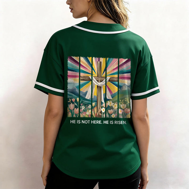 Christianartworkshop He Is Not Here He Is Risen Faith Unisex Baseball Jersey - image 45