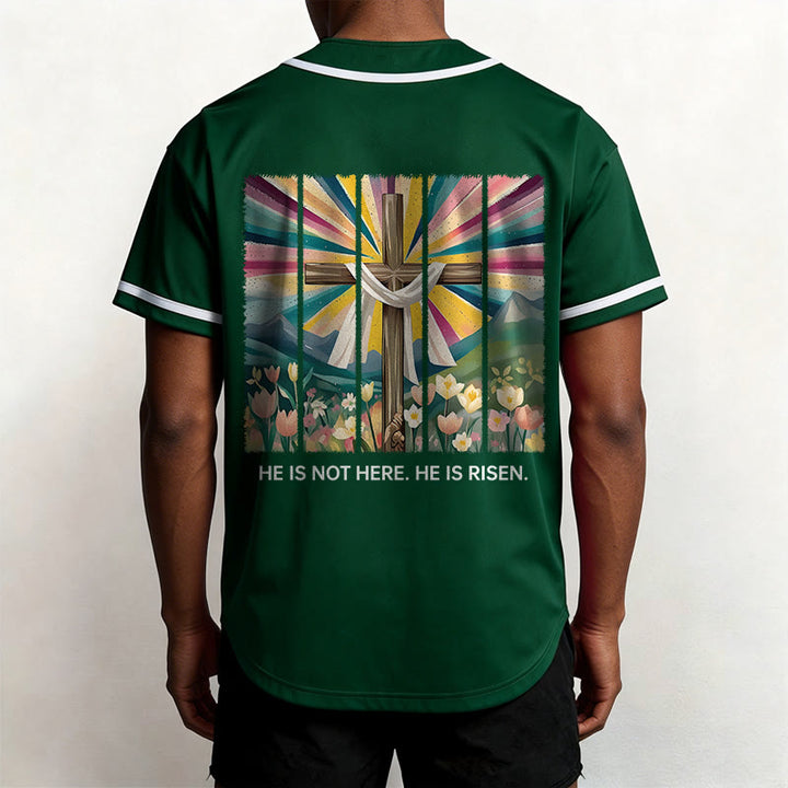 Christianartworkshop He Is Not Here He Is Risen Faith Unisex Baseball Jersey - image 43