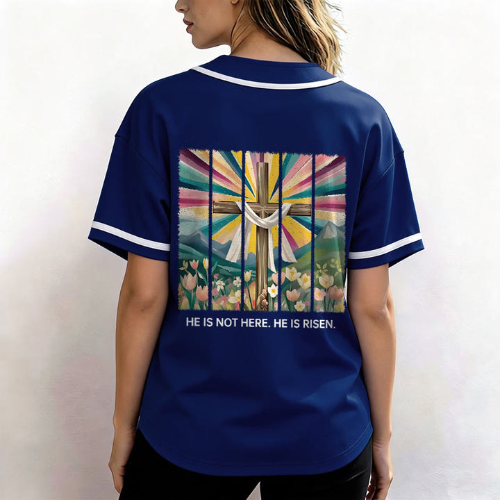 Christianartworkshop He Is Not Here He Is Risen Faith Unisex Baseball Jersey - image 52