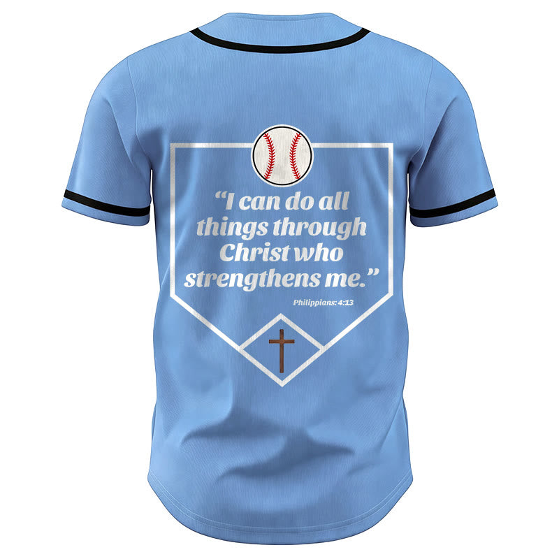 Christianartworkshop I Can Do All Things Through Christ Baseball Cross Unisex Baseball Jersey - image 5