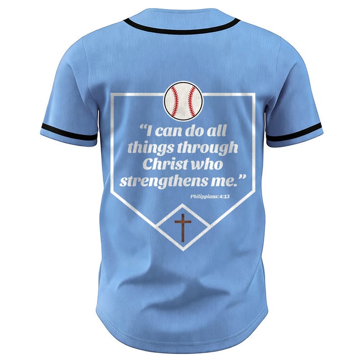 Christianartworkshop I Can Do All Things Through Christ Baseball Cross Unisex Baseball Jersey - image 5