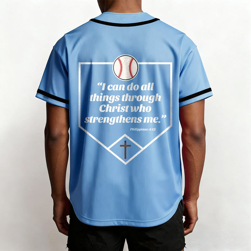 Christianartworkshop I Can Do All Things Through Christ Baseball Cross Unisex Baseball Jersey - image 1