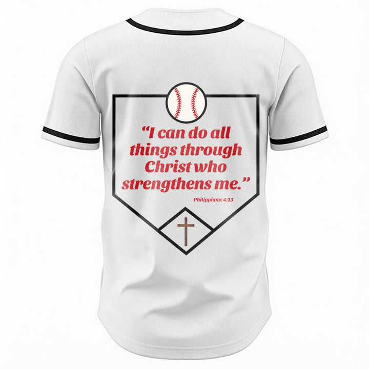 Christianartworkshop I Can Do All Things Through Christ Baseball Cross Unisex Baseball Jersey - image 12