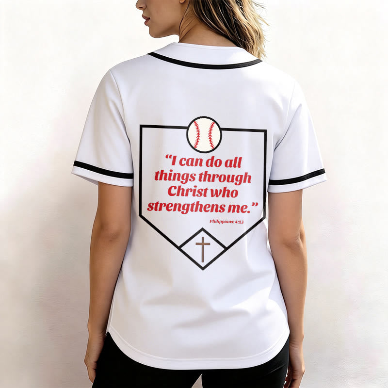 Christianartworkshop I Can Do All Things Through Christ Baseball Cross Unisex Baseball Jersey - image 10