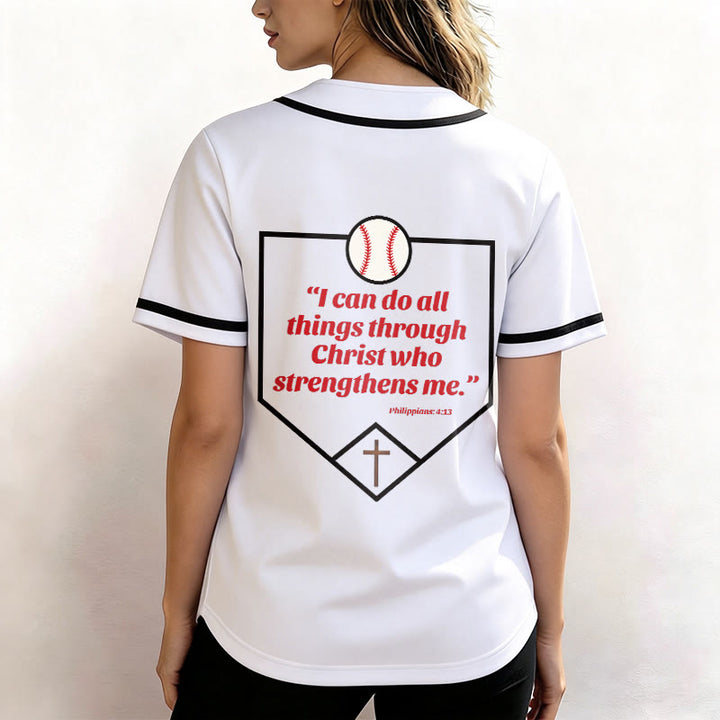 Christianartworkshop I Can Do All Things Through Christ Baseball Cross Unisex Baseball Jersey - image 10