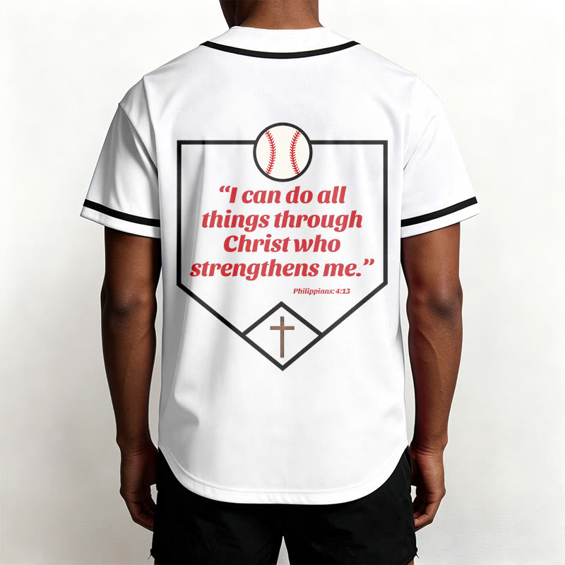 Christianartworkshop I Can Do All Things Through Christ Baseball Cross Unisex Baseball Jersey - image 8