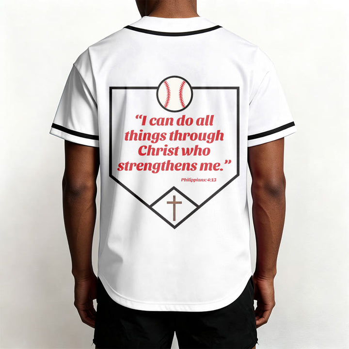 Christianartworkshop I Can Do All Things Through Christ Baseball Cross Unisex Baseball Jersey - image 8