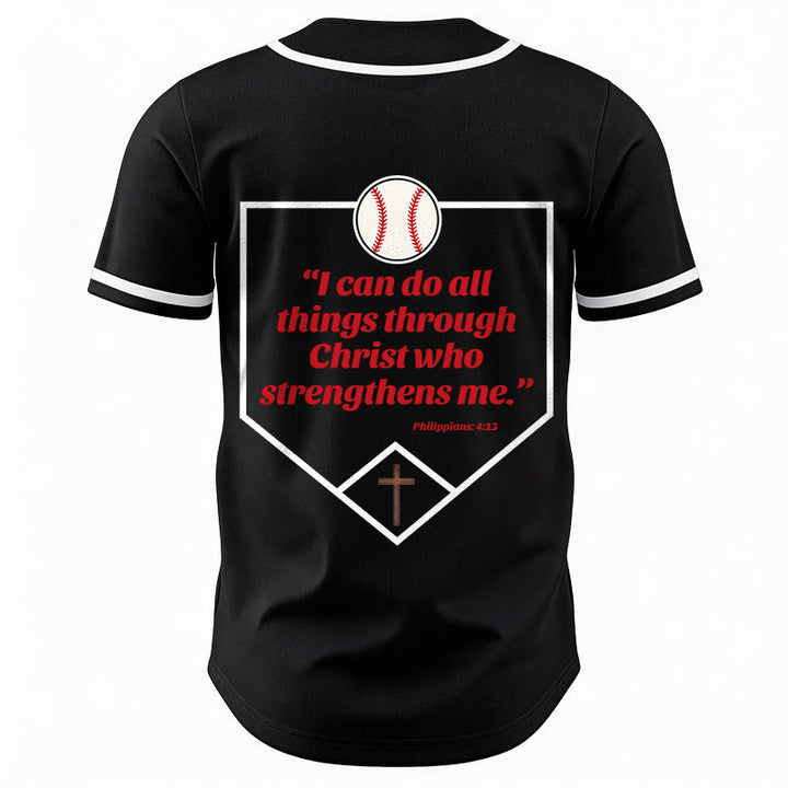 Christianartworkshop I Can Do All Things Through Christ Baseball Cross Unisex Baseball Jersey - image 19