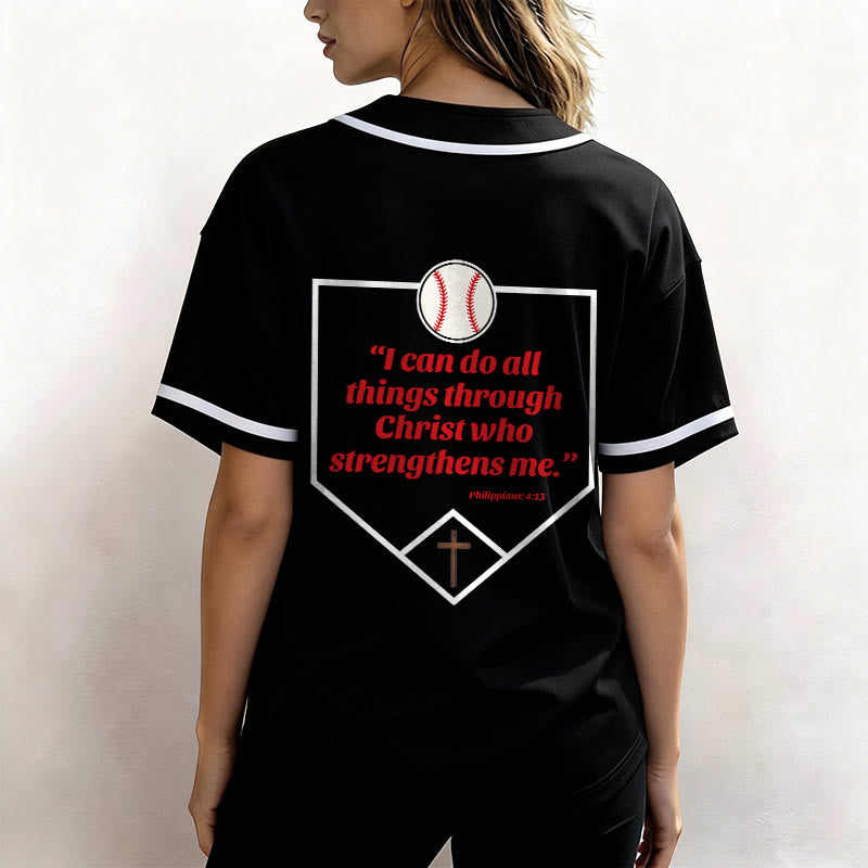 Christianartworkshop I Can Do All Things Through Christ Baseball Cross Unisex Baseball Jersey - image 17