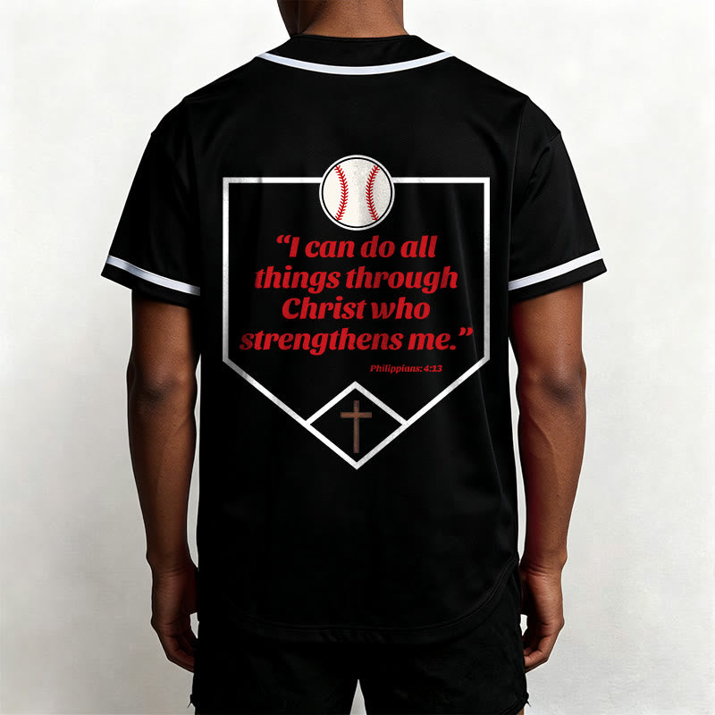 Christianartworkshop I Can Do All Things Through Christ Baseball Cross Unisex Baseball Jersey - image 15