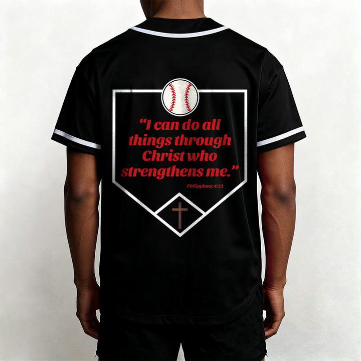 Christianartworkshop I Can Do All Things Through Christ Baseball Cross Unisex Baseball Jersey - image 15