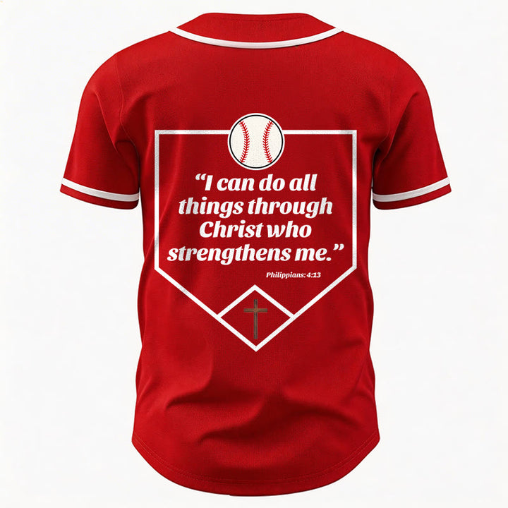 Christianartworkshop I Can Do All Things Through Christ Baseball Cross Unisex Baseball Jersey - image 26