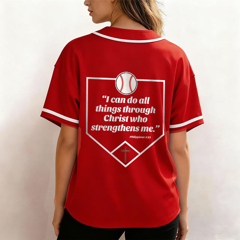 Christianartworkshop I Can Do All Things Through Christ Baseball Cross Unisex Baseball Jersey - image 24