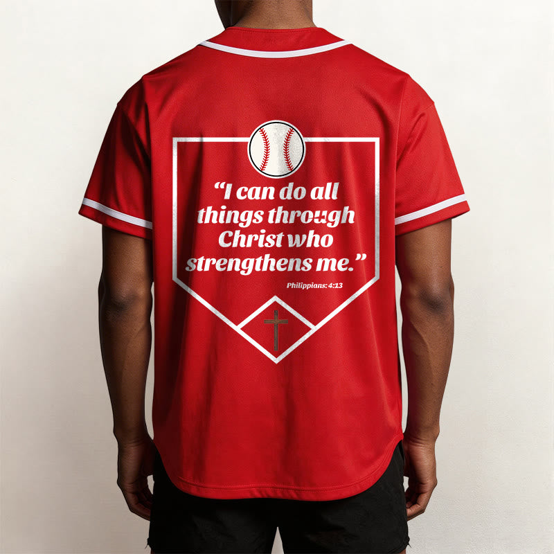 Christianartworkshop I Can Do All Things Through Christ Baseball Cross Unisex Baseball Jersey - image 23