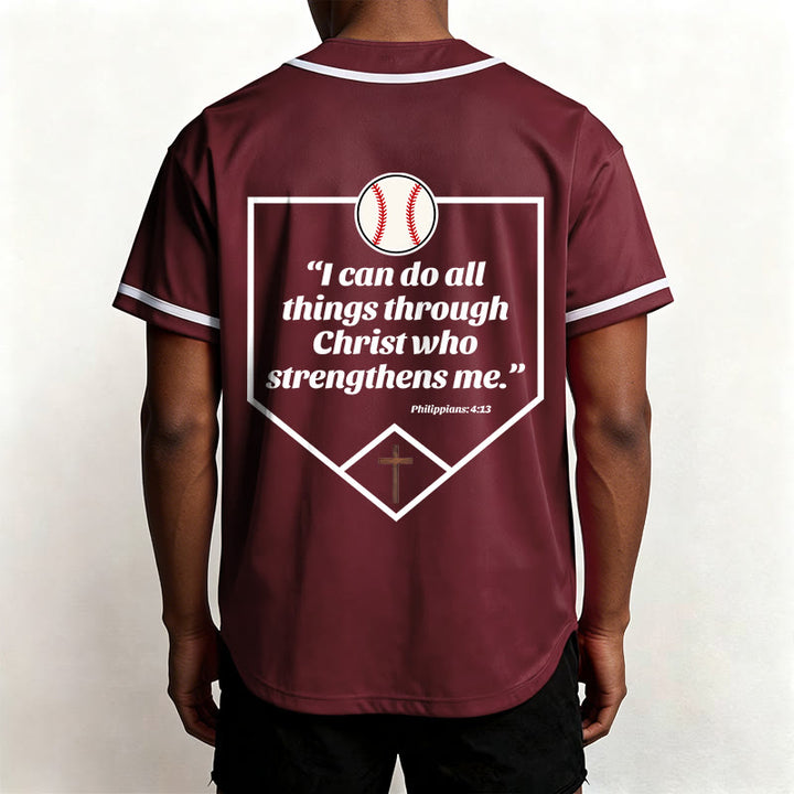 Christianartworkshop I Can Do All Things Through Christ Baseball Cross Unisex Baseball Jersey - image 29