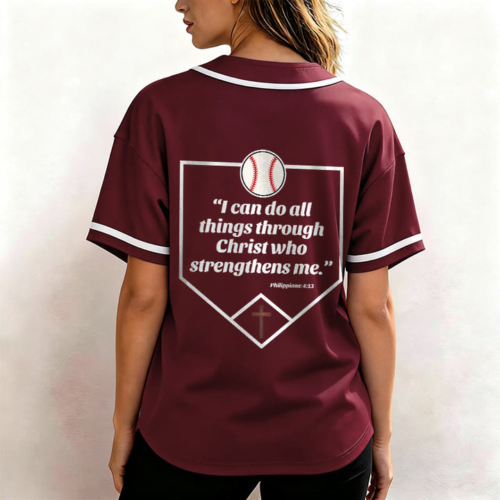 Christianartworkshop I Can Do All Things Through Christ Baseball Cross Unisex Baseball Jersey - image 31
