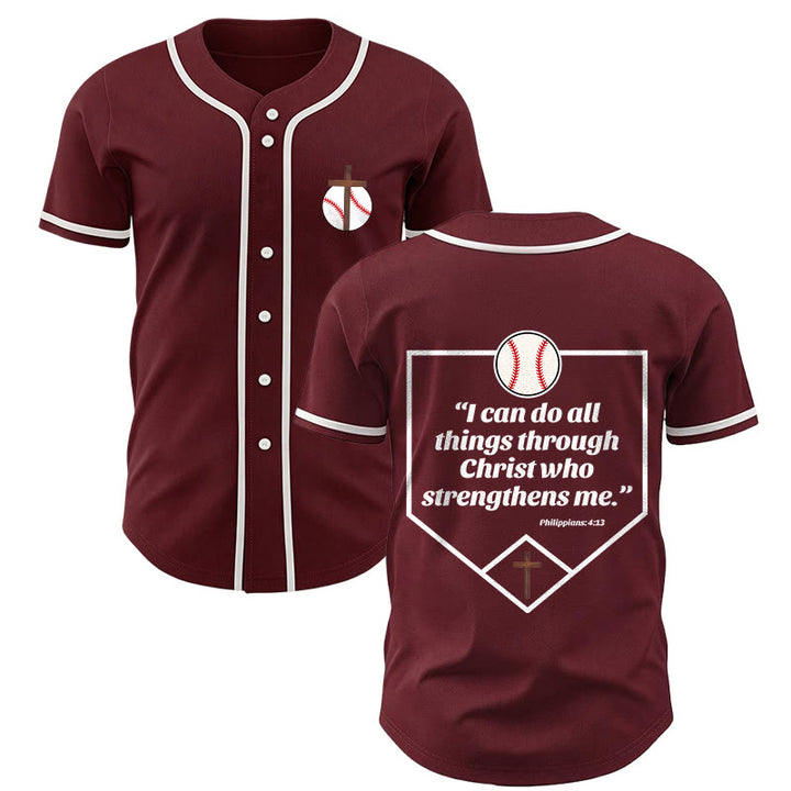 Christianartworkshop I Can Do All Things Through Christ Baseball Cross Unisex Baseball Jersey - Wine - 5XL - image 28