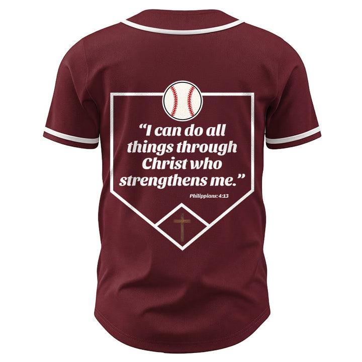 Christianartworkshop I Can Do All Things Through Christ Baseball Cross Unisex Baseball Jersey - image 33