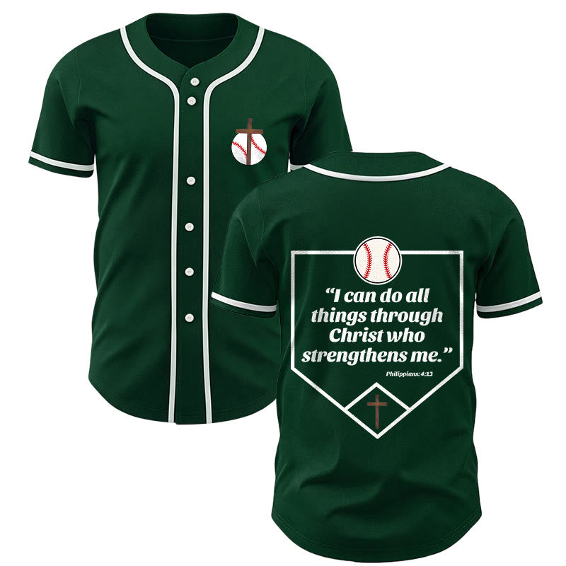 Christianartworkshop I Can Do All Things Through Christ Baseball Cross Unisex Baseball Jersey - Green - 5XL - image 35