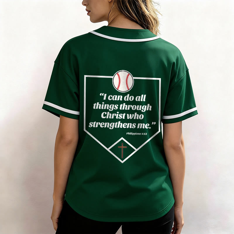 Christianartworkshop I Can Do All Things Through Christ Baseball Cross Unisex Baseball Jersey - image 38