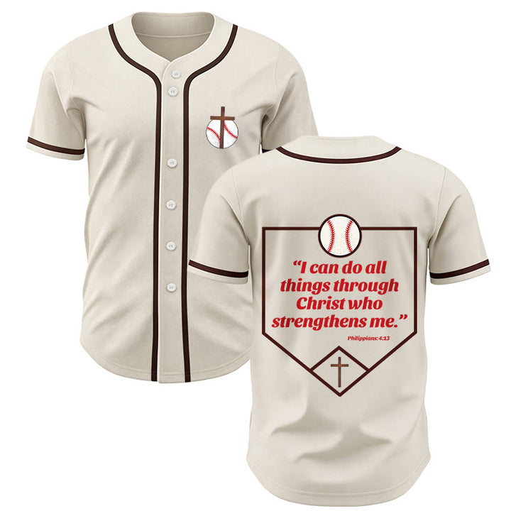 Christianartworkshop I Can Do All Things Through Christ Baseball Cross Unisex Baseball Jersey - Apricot - 5XL - image 42