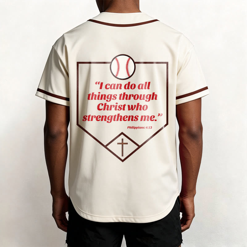 Christianartworkshop I Can Do All Things Through Christ Baseball Cross Unisex Baseball Jersey - image 43