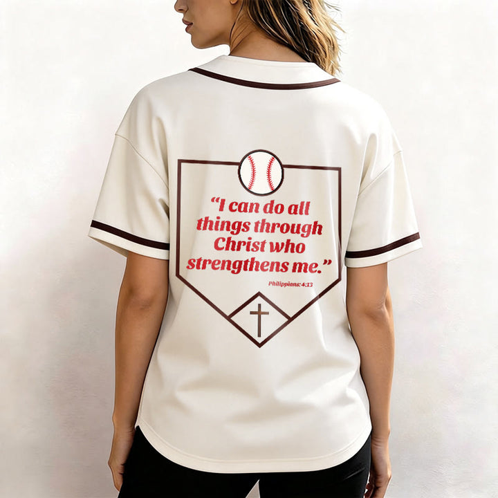 Christianartworkshop I Can Do All Things Through Christ Baseball Cross Unisex Baseball Jersey - image 45
