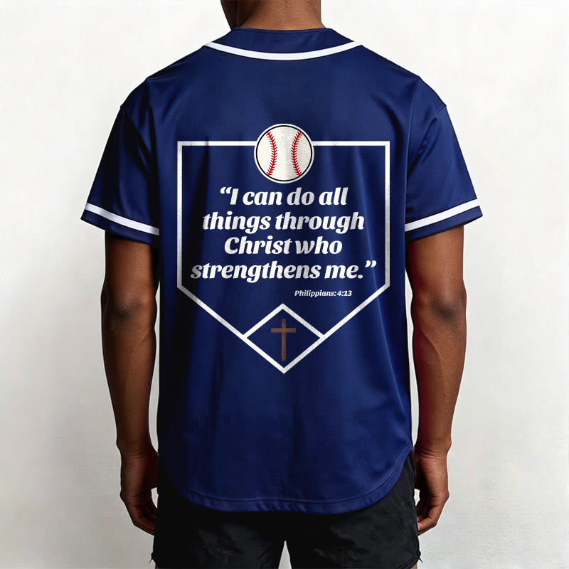 Christianartworkshop I Can Do All Things Through Christ Baseball Cross Unisex Baseball Jersey - image 50