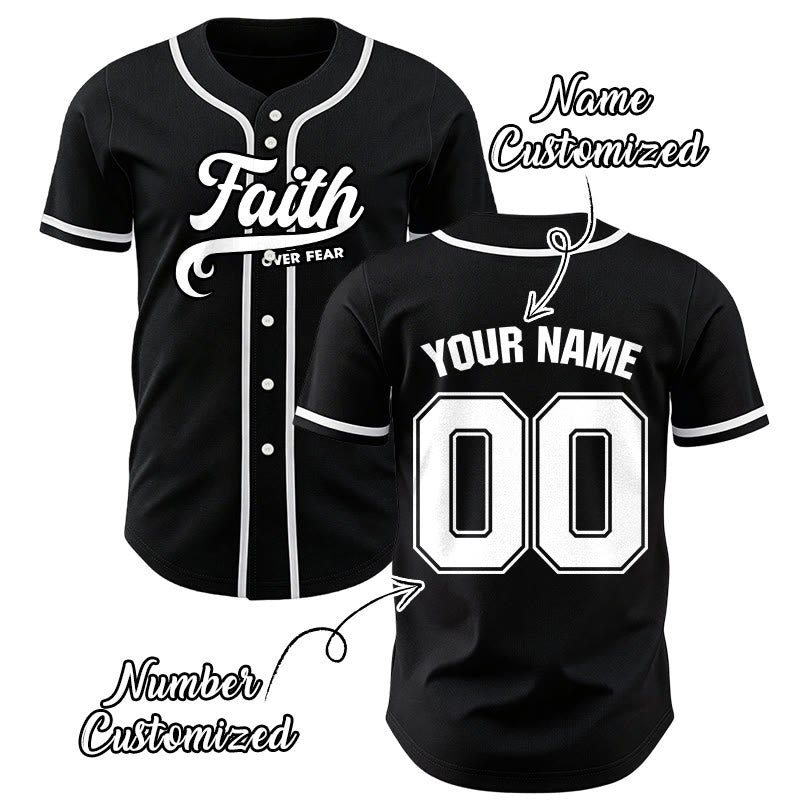Christianartworkshop Faith Over Fear Custom Name Number Unisex Baseball Jersey - image 0