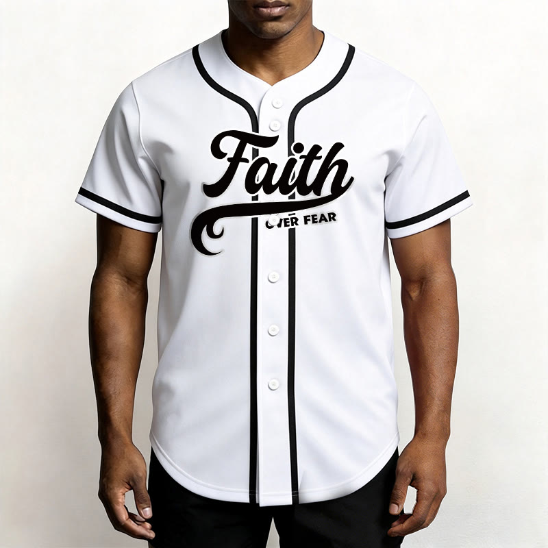Christianartworkshop Faith Over Fear Custom Name Number Unisex Baseball Jersey - image 16