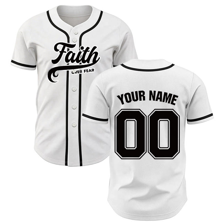 Christianartworkshop Faith Over Fear Custom Name Number Unisex Baseball Jersey - White - 5XL - Name & Number Customized - image 15