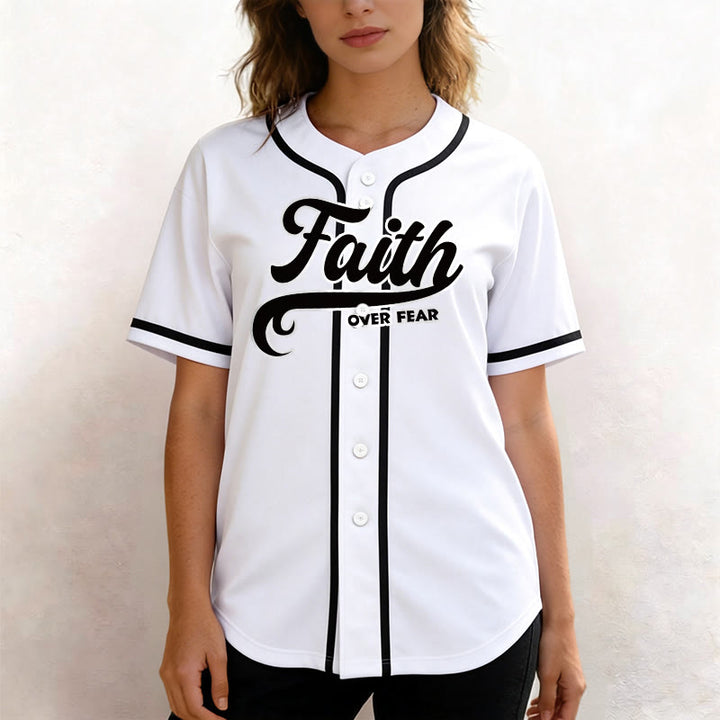 Christianartworkshop Faith Over Fear Custom Name Number Unisex Baseball Jersey - image 18