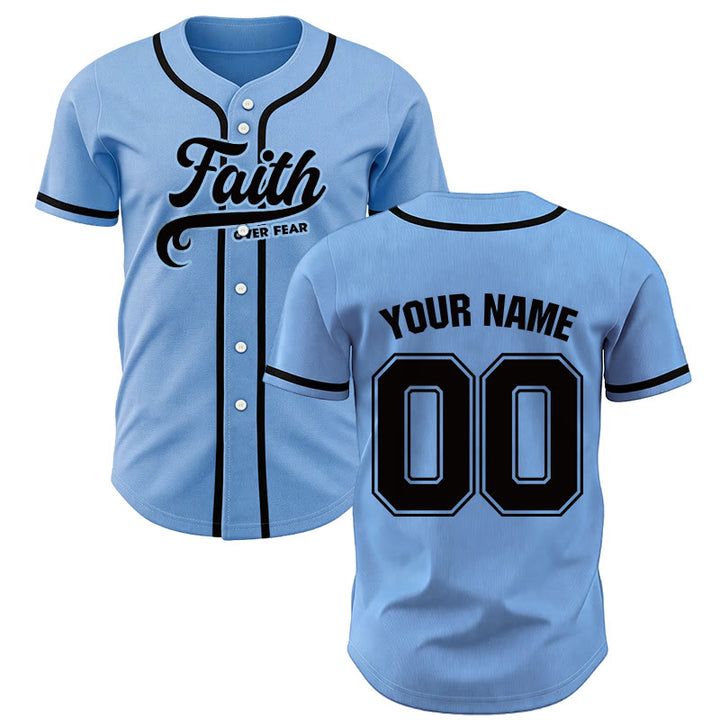 Christianartworkshop Faith Over Fear Custom Name Number Unisex Baseball Jersey - Blue - 5XL - Name & Number Customized - image 36