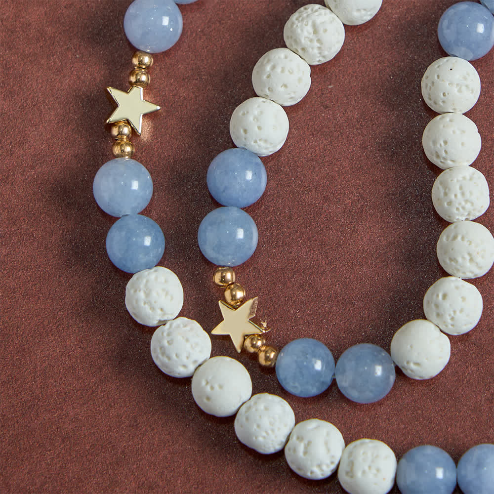 Christianartworkshop Natural White Volcanic Stone & Aquamarine Beads Rosary: Nature's Calm and Starry Dreams - image 5