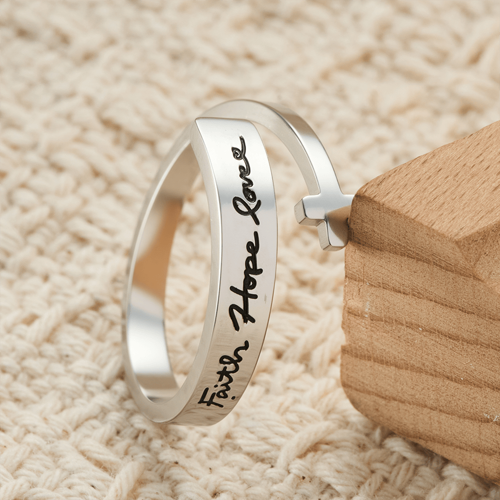 Christianartworkshop Faith Hope Love Cross Open Ring: Divine Grace & Timeless Symbol - image 2