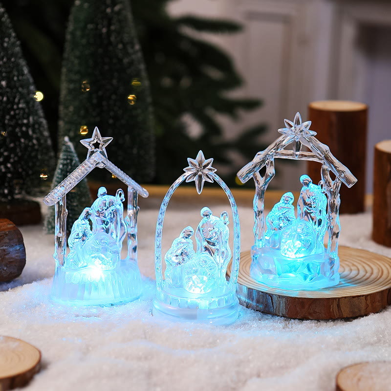 FREE Today: Transparent Lighted Holy Family Nativity Figurine: Luminous Symbol of Divine Light & Sacred Birth - image 0