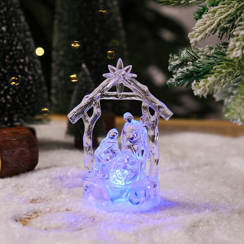 FREE Today: Transparent Lighted Holy Family Nativity Figurine: Luminous Symbol of Divine Light & Sacred Birth - Purple Light - image 4
