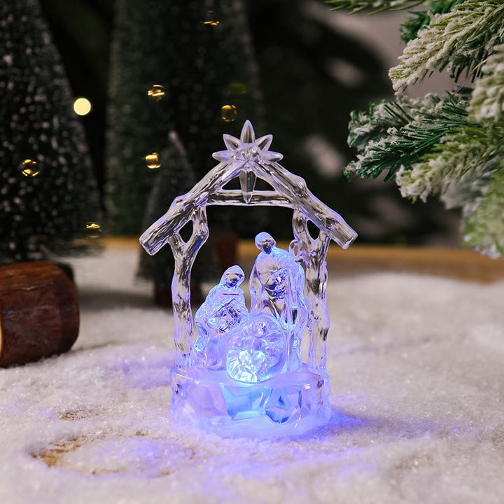 FREE Today: Transparent Lighted Holy Family Nativity Figurine: Luminous Symbol of Divine Light & Sacred Birth - Purple Light - image 4