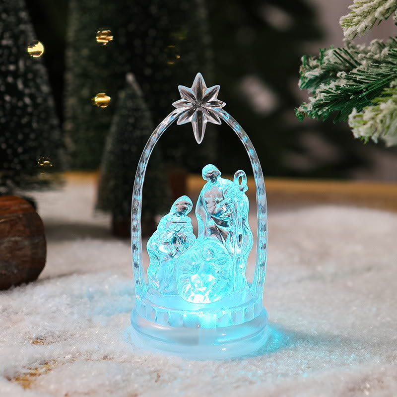 FREE Today: Transparent Lighted Holy Family Nativity Figurine: Luminous Symbol of Divine Light & Sacred Birth - Blue Light - image 6