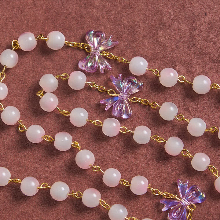 Christianartworkshop UV Color-Change Glass Beads Purple Bow Rosary: Where Sunlight Meets Faith - image 7