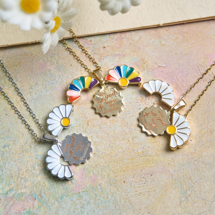 Christianartworkshop Openable Daisy Necklace With God All Things Are Possible Engraving - image 0