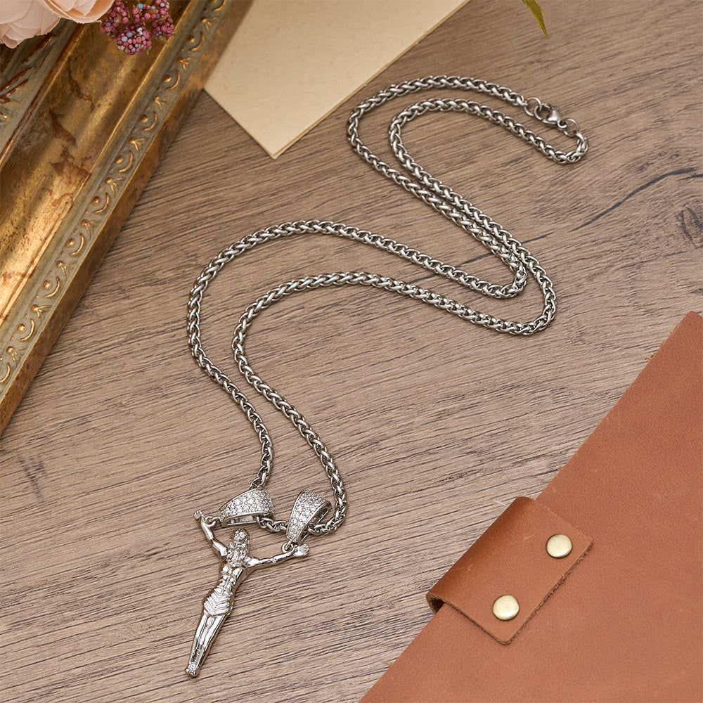 FREE Today: Zircon Embellished Moving Crucifix Necklace: Bold Statement Sacred Faith Wearable Art - image 3