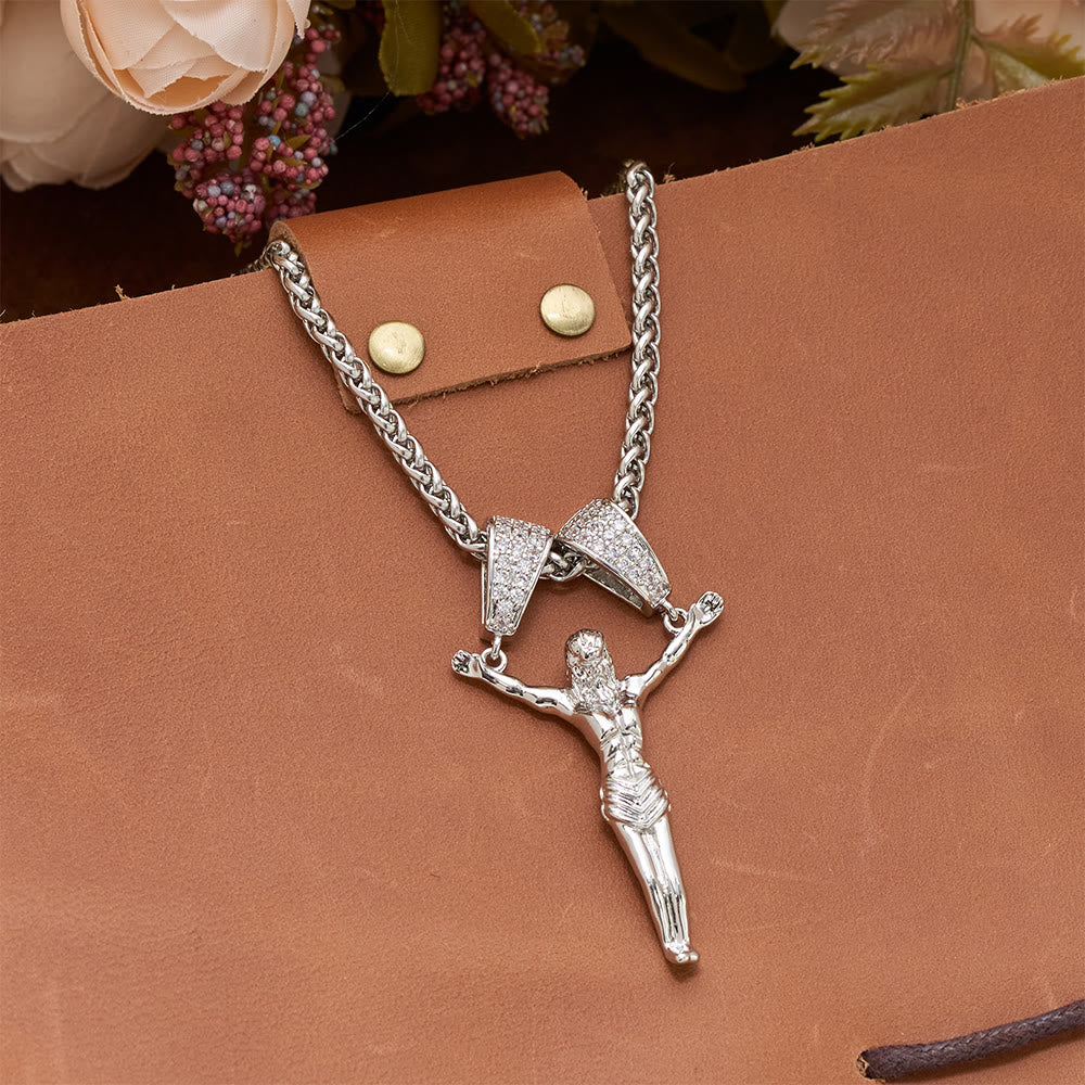 FREE Today: Zircon Embellished Moving Crucifix Necklace: Bold Statement Sacred Faith Wearable Art - image 2