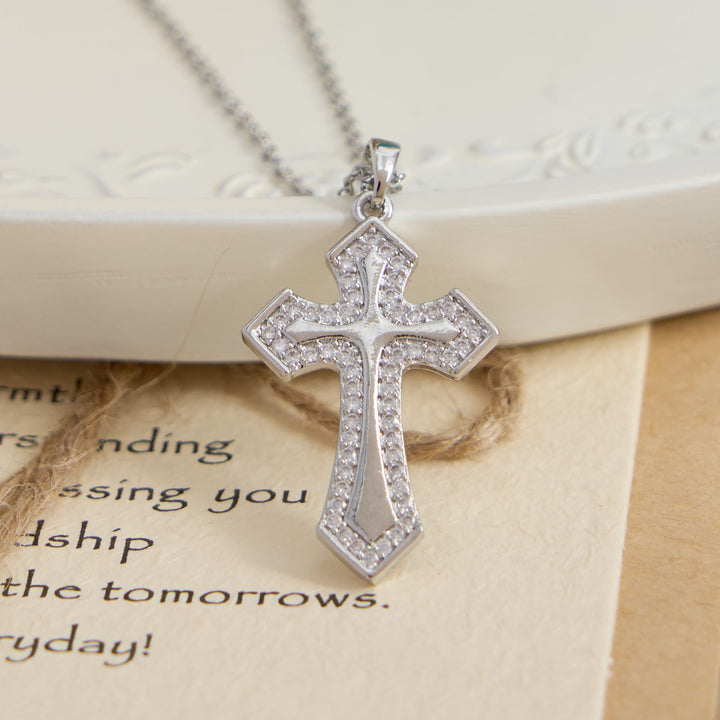 Christianartworkshop Modern Layered Zircon Cross Pendant Necklace: Sleek Sacred Statement Faith Jewelry - Silver - image 4