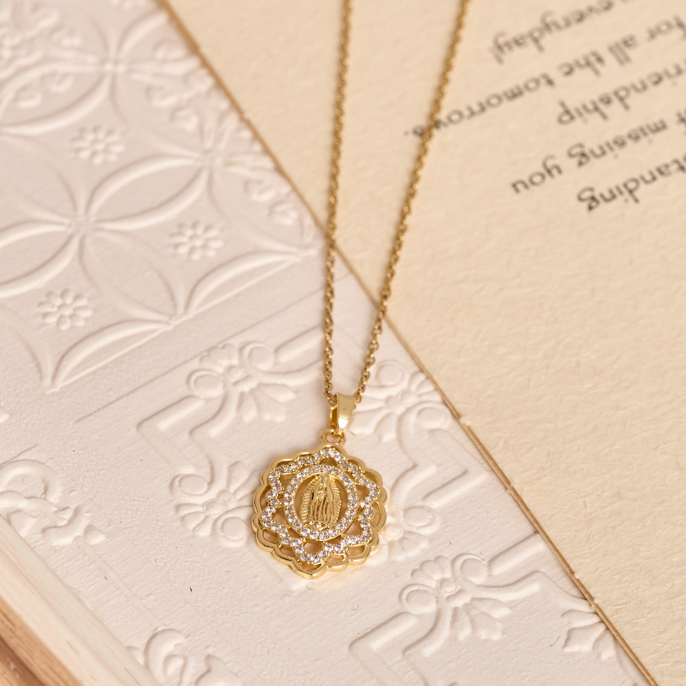 FREE Today: Ornate Lace-Edged Our Lady Zircon Necklace: Timeless Symbol Of Heavenly Maternal Protection - image 1