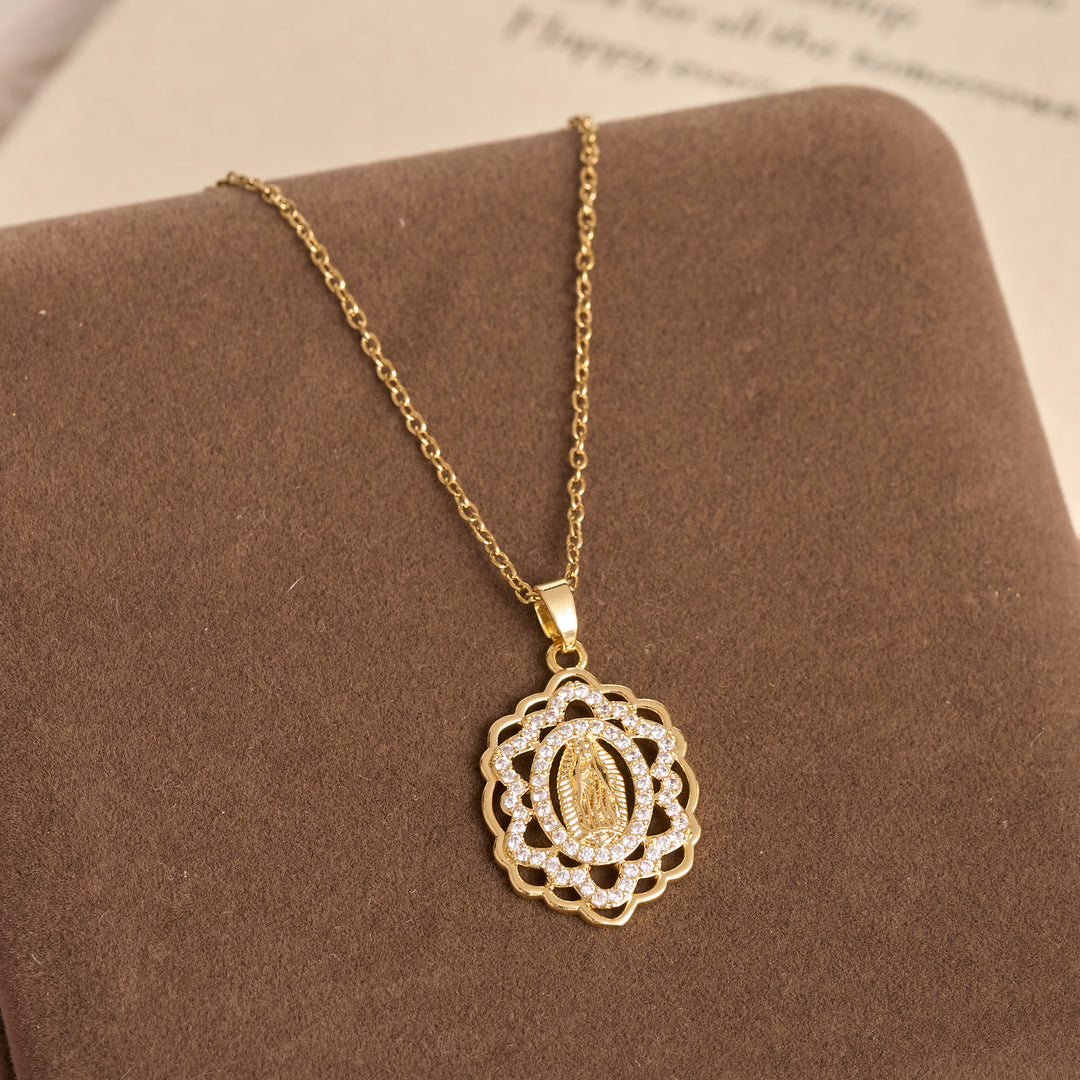 FREE Today: Ornate Lace-Edged Our Lady Zircon Necklace: Timeless Symbol Of Heavenly Maternal Protection - image 3