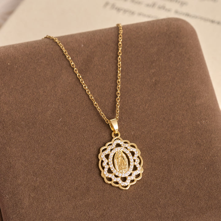 FREE Today: Ornate Lace-Edged Our Lady Zircon Necklace: Timeless Symbol Of Heavenly Maternal Protection - image 3