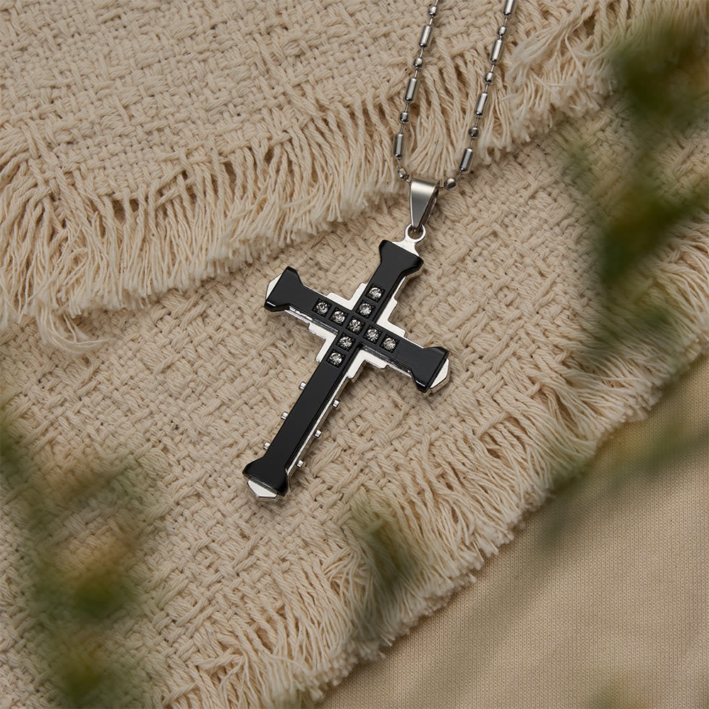 Christianartworkshop Geometric Multi-Tone Cross Necklace: Timeless Symbol Of Eternal Spiritual Grace - Black - image 2